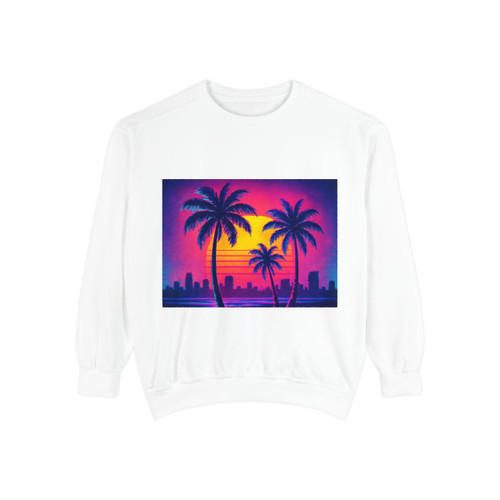 Neon Miami Nights - Unisex Garment-Dyed Sweatshirt