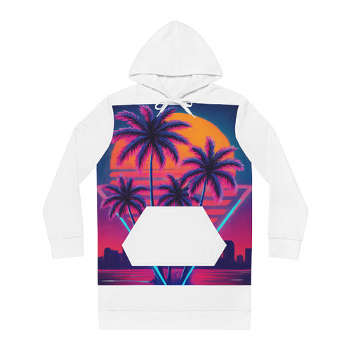 Neon Miami Nights - Women's Hoodie Dress (AOP)