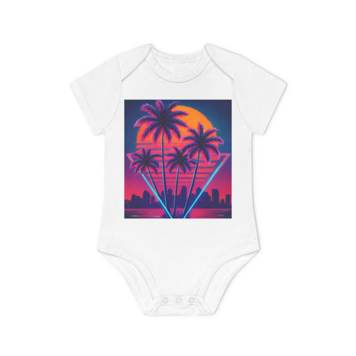 Neon Miami Nights - Baby Organic Short Sleeve Bodysuit