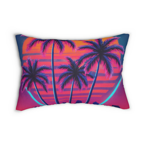 Neon Miami Nights - Spun Polyester Lumbar Pillow