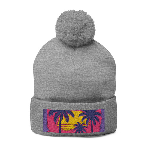 Neon Miami Nights - Pom-Pom Knit Cap (Embroidery)
