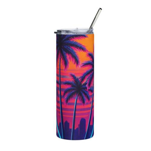 Neon Miami Nights - Stainless Steel Tumbler, 20oz