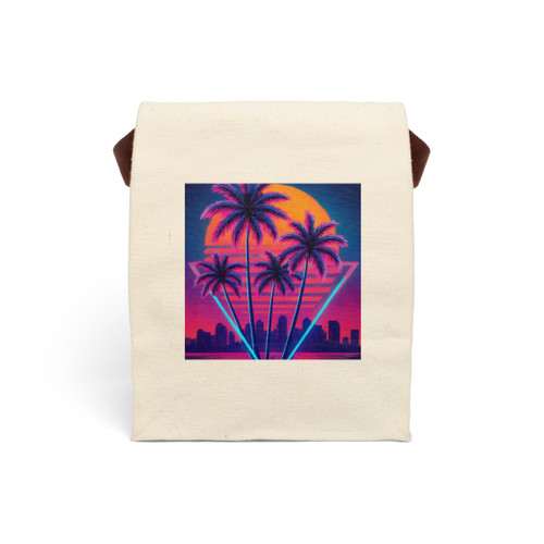 Neon Miami Nights - Canvas Lunch Bag With Strap