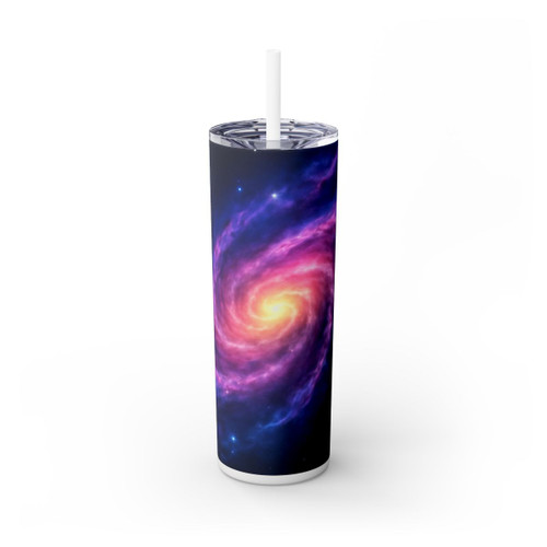 Galactic Whirlwind Dance - Skinny Tumbler with Straw, 20oz