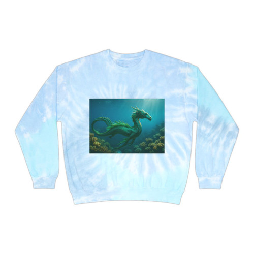 Emerald Depths Wyrm - Unisex Tie-Dye Sweatshirt