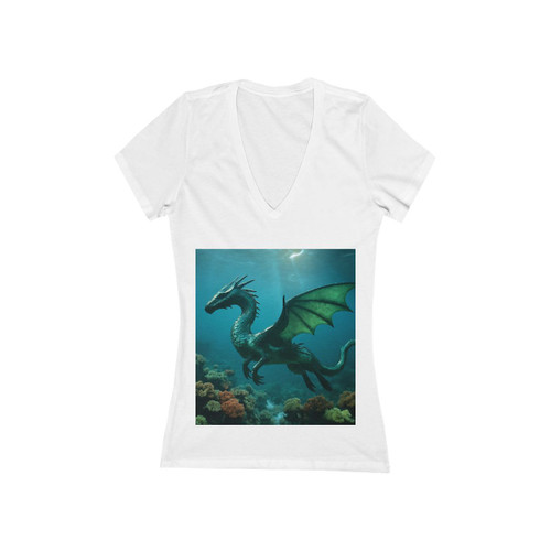 Emerald Depths Wyrm - Women's Jersey Short Sleeve Deep V-Neck Tee Emerald Depths Wyrm - Women's Jersey Short Sleeve Deep V-Neck Tee