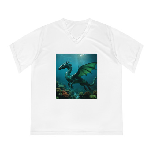 Emerald Depths Wyrm - Women's Performance V-Neck T-Shirt