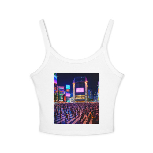 Vibrant Tokyo Crossroads - Women's Spaghetti Strap Tank Top