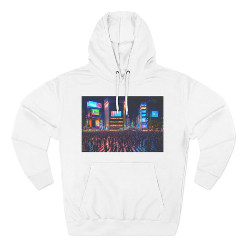 Vibrant Tokyo Crossroads - Three-Panel Fleece Hoodie