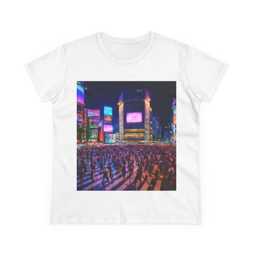 Vibrant Tokyo Crossroads - Women's Midweight Cotton Tee