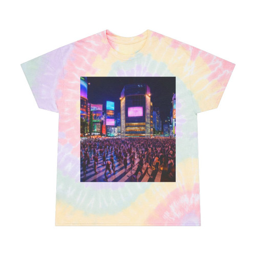 Vibrant Tokyo Crossroads - Tie-Dye Tee, Spiral