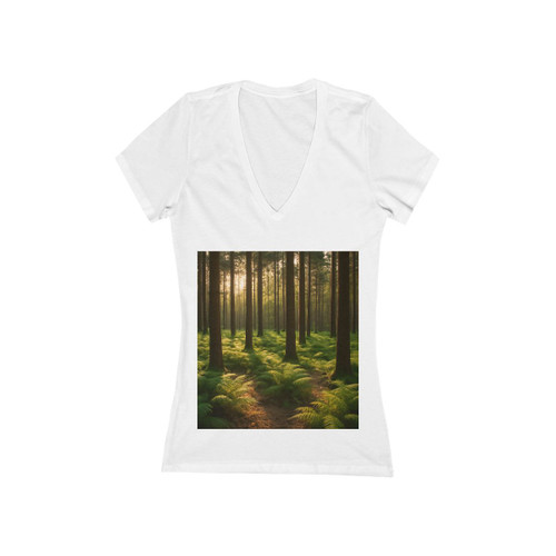 Whispering Forest Pines - Women's Jersey Short Sleeve Deep V-Neck Tee Whispering Forest Pines - Women's Jersey Short Sleeve Deep V-Neck Tee