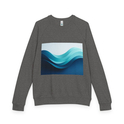 Fractal Wave Harmony - Unisex French Terry Raglan Crewneck