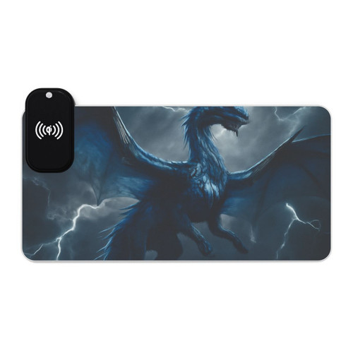 Ethereal Storm Dragon - LED Gaming Mouse Pad, Wireless Charging
