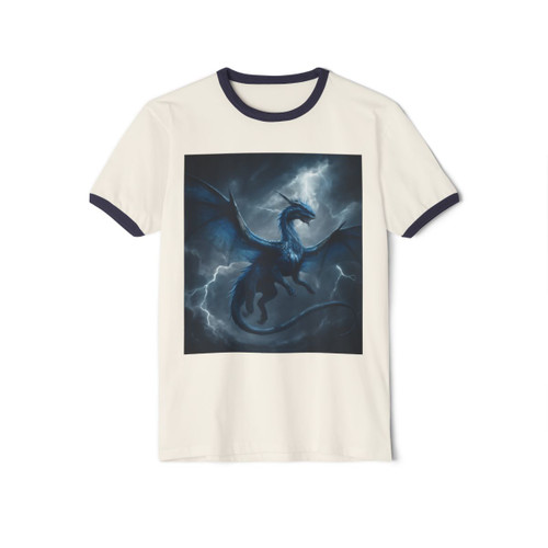 Ethereal Storm Dragon - Unisex Cotton Ringer T-Shirt