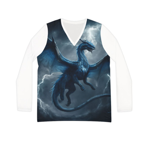 Ethereal Storm Dragon - Women's Long Sleeve V-neck Shirt (AOP) Ethereal Storm Dragon - Women's Long Sleeve V-neck Shirt (AOP)