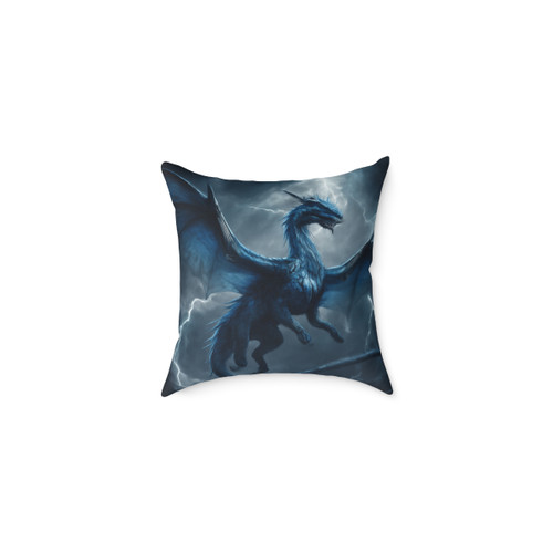 Ethereal Storm Dragon - Square Poly Canvas Pillow
