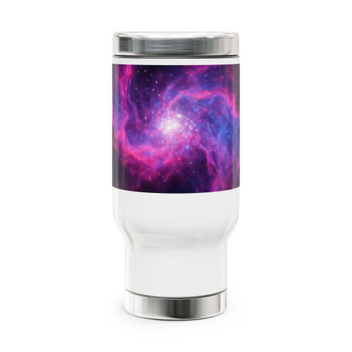 Ethereal Cosmic Voyage - Stainless Steel Travel Mug with Handle, 14oz