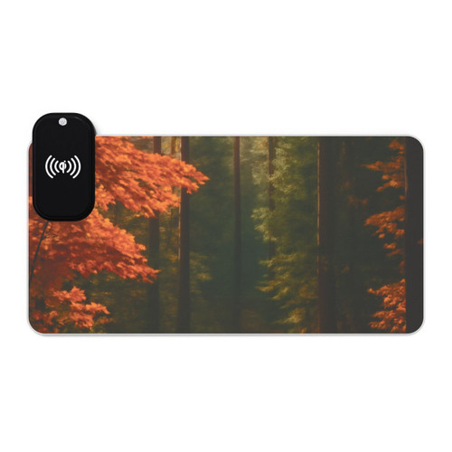 Golden Autumn Retreat - LED Gaming Mouse Pad, Wireless Charging