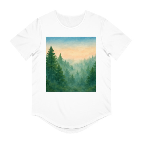 Whispering Pines - Men's Jersey Curved Hem Tee