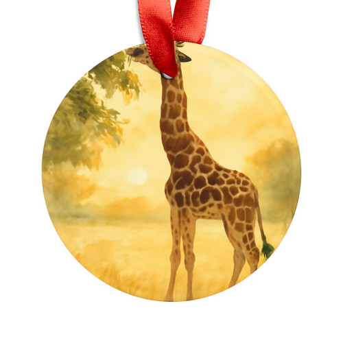 Gentle Giraffe Glow - Acrylic Ornament with Ribbon