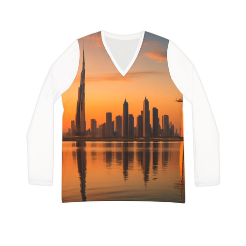 Dubai Desert Mirage - Women's Long Sleeve V-neck Shirt (AOP)