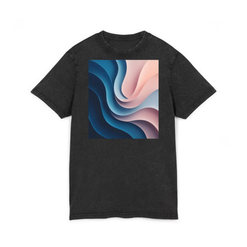 Fluid Harmony Waves - Acid Washed Round Neck Tee