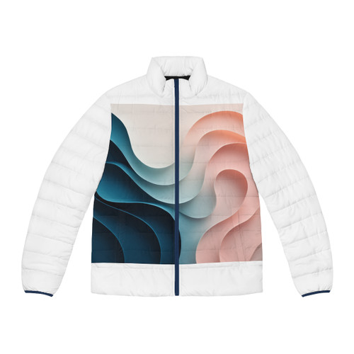 Fluid Harmony Waves - Men's Puffer Jacket (AOP)
