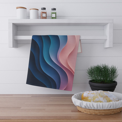 Fluid Harmony Waves - Tea Towels (cotton, poly)