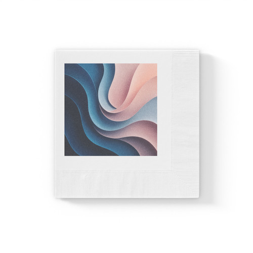Fluid Harmony Waves - White Coined Napkins