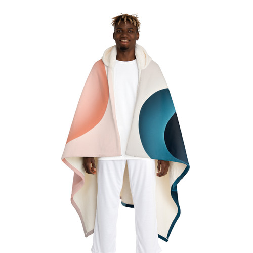 Fluid Harmony Waves - Hooded Sherpa Fleece Blanket