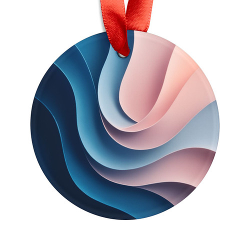Fluid Harmony Waves - Acrylic Ornament with Ribbon
