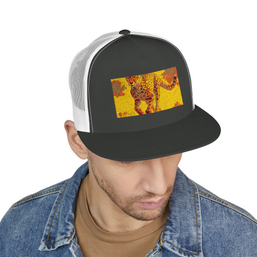 Hunting Grace of the Cheetah - 5 Panel Trucker Cap (Embroidery)