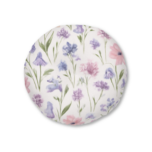 Charming Meadow Bliss - Tufted Floor Pillow, Round