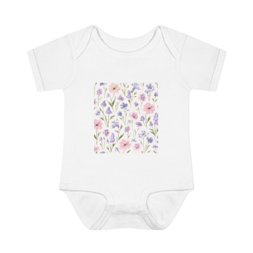 Charming Meadow Bliss - Infant Baby Rib Bodysuit