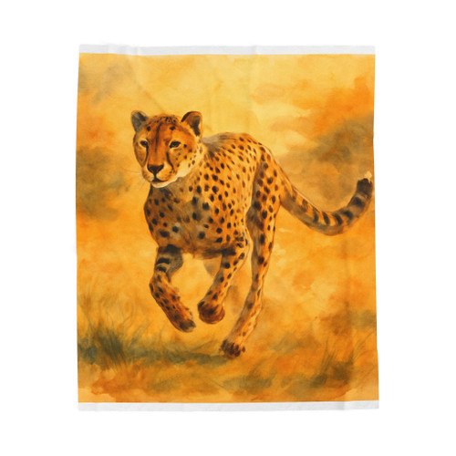 Hunting Grace of the Cheetah - Velveteen Plush Blanket