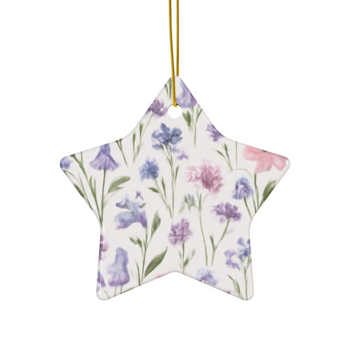 Charming Meadow Bliss - Ceramic Ornament, 4 Shapes