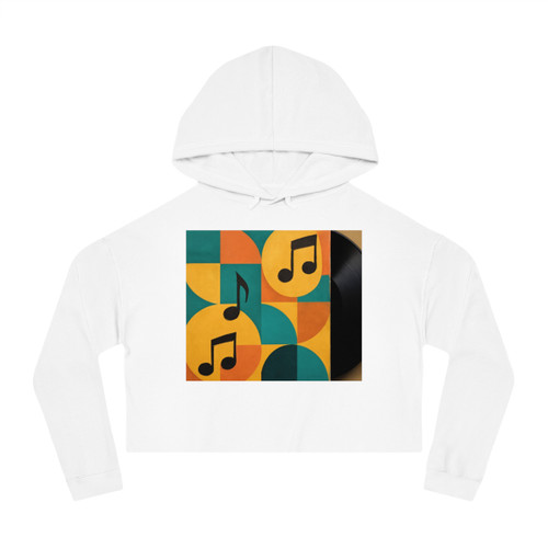 Timeless Vinyl Vibes - Women’s Cropped Hooded Sweatshirt