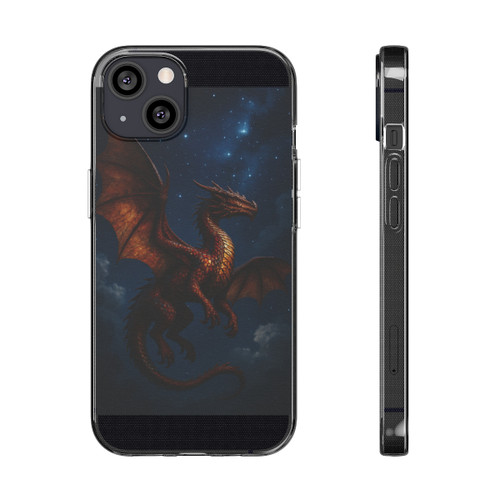 Celestial Fire Drake - Clear Silicone Phone Cases