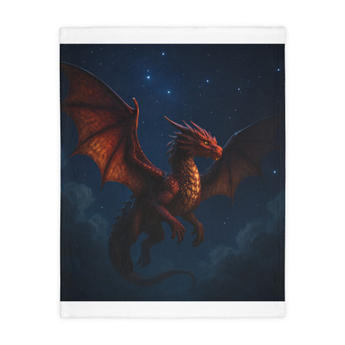 Celestial Fire Drake - Velveteen Microfiber Blanket (Two-sided print)