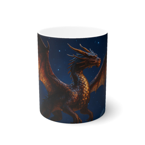 Celestial Fire Drake - White Ceramic Mug, 11oz and 15oz