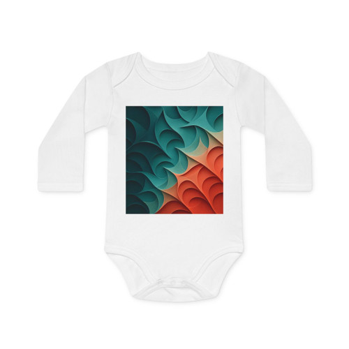 Fractal Harmony Waves - Baby Long-Sleeve Organic Bodysuit