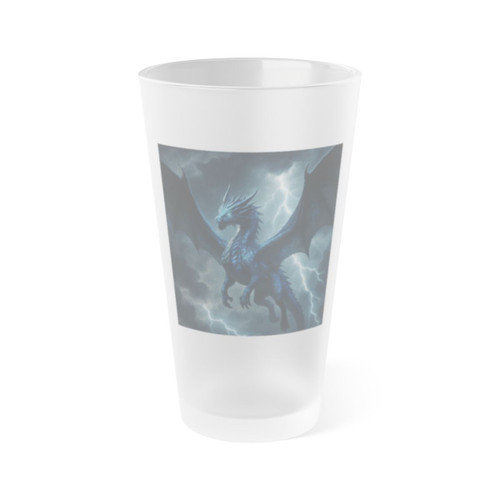 Celestial Storm Dragon - Frosted Pint Glass, 16oz