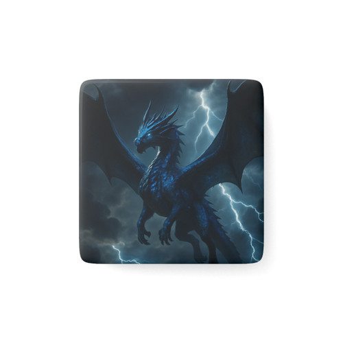 Celestial Storm Dragon - Porcelain Magnet, Square