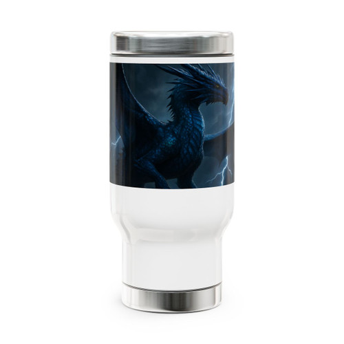 Celestial Storm Dragon - Stainless Steel Travel Mug with Handle, 14oz
