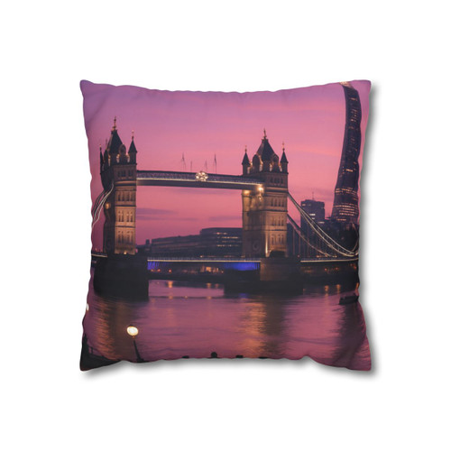 London Twilight Reflections - Square Poly Canvas Pillowcase