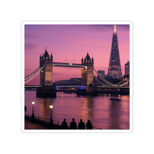 London Twilight Reflections - Transparent Outdoor Stickers, Die-Cut, 1pc