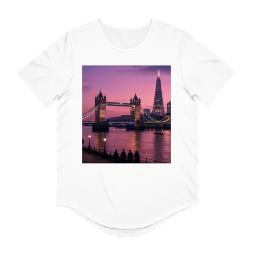 London Twilight Reflections - Men's Jersey Curved Hem Tee