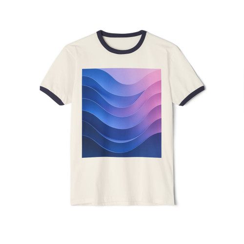 Fluid Color Waves - Unisex Cotton Ringer T-Shirt