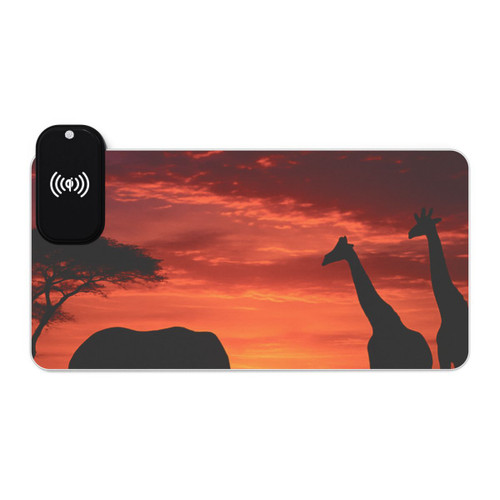 Savanna Majesty - LED Gaming Mouse Pad, Wireless Charging